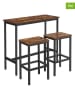 Songmics 3-delige set: bartafel & -krukken zwart/bruin