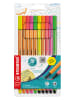 STABILO Fineliner en viltstiften "STABILO point 88 + Pen 68" - 10 stuks - neonkleuren