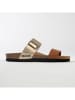 BACKSUN Pantoletten in Gold/ Hellbraun