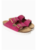 BACKSUN Leder-Pantoletten "Bali" in Fuchsia