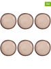 Villa d´Este 6-delige set: ontbijtborden "Bretagne" beige/bruin - Ø 22 cm
