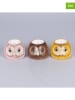 Villa d´Este 3er-Set: Eierhalter "Owl" in Braun/ Rosa/ Gelb - (H)6 cm