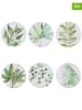 Villa d´Este 6-delige set: placemats "Oriental Botanique" wit/groen - Ø 33 cm