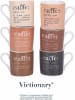 Villa d´Este 6-delige set: espressokoppen "Victionary" lichtbruin/antraciet/beige - 90 ml