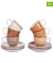 Villa d´Este 6-delige set: koffiekoppen "Baita" beige/bruin - 90 ml