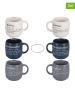 Villa d´Este 3-delige set: koffiekoppen "Victionary" blauw/grijs/wit - 350 ml