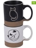 Villa d´Este 2-delige set: koffiekoppen "Miao" zwart/wit/lichtbruin - 280 ml