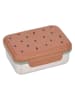 Lässig Lunchbox "Happy Prints" in Hellbraun/ Silber - (L)17 x (B)13 x (H)6 cm