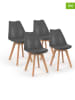IDOMYA Factory 4er-Set: Stühle "Nordia" in Anthrazit/ Hellbraun - (B)51 x (H)79,5 x (T)46 cm