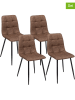IDOMYA Factory 4-delige set: eetkamerstoelen "Linda" bruin/zwart - (B)55 x (H)88 x (D)46 cm