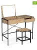 IDOMYA Essentials 2-delige set: kaptafel en kruk "Alana" lichtbruin/zwart