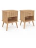IDOMYA Factory 2er-Set: Nachttische "Albane" in Hellbraun - (B)40 x (H)50 x (T)34 cm