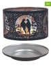 Woodbridge 2-delige set: kaarsscherm met dienblad "Doves" zwart/zilverkleurig - Ø 15 cm