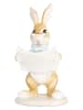 Clayre & Eef Dekofigur "Kaninchen" in Beige/ Hellblau - (B)9 x (H)15 x (T)9 cm
