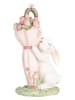 Clayre & Eef Dekofigur "Kaninchen" in Weiß/ Rosa/ Grün - (B)9 x (H)15 x (T)7 cm