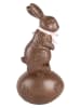 Clayre & Eef Dekofigur "Kaninchen auf Ei" in Braun/ Rosa - (B)12 x (H)25 x (T)10 cm