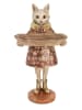 Clayre & Eef Dekofigur "Katze" in Rot/ Gold - (B)16 x (H)27 x (T)14 cm
