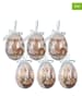Clayre & Eef Zawieszki dekoracyjne (6 szt.) "Egg" w kolorze beżowo-białym - Ø 7 cm
