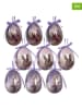 Clayre & Eef 9-delige set: decohanger "Ei" bruin/paars - Ø 5 cm