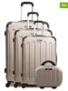 BlueStar 4tlg. Hardcase-Trolleyset "Madrid" in Champagner