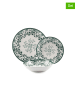 Trendy Kitchen by EXCÉLSA 18-częściowy zestaw talerzy "Giardino Segreto" w kolorze biało-zielonym