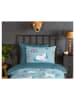 Good Morning Flanellen beddengoedset "Snowycorn" blauw