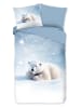Good Morning Flanellen beddengoedset "Esben" lichtblauw/wit
