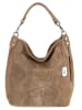 Anna Morellini Leder-Schultertasche "Denise" in Beige - (B)29 x (H)31 x (T)14 cm