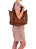 Mia Tomazzi Leder-Schultertasche "Comasina" in Hellbraun - (B)35 x (H)30 x (T)9 cm