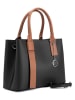 Mia Tomazzi Leren handtas "Argonne" zwart/lichtbruin  - (B)33 x (H)25 x (D)14 cm