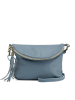 Lucca Baldi Leren schoudertas "Cetona" lichtblauw - (B)24 x (H)18 x (D)4 cm