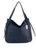 Lucca Baldi Leren schoudertas "Fiesole" donkerblauw - (B)34 x (H)29 x (D)15 cm