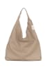 Lucca Baldi Leren schoudertas "Catanzaro" taupe - (B)45 x (H)36 x (D)5 cm