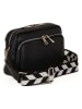 Anna Morellini Leder-Umhängetasche "Erminia" in Schwarz - (B)22 x (H)17 x (T)9 cm