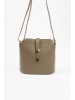 Lia Biassoni Leder-Umhängetasche in Taupe - (B)24 x (H)22 x (T)10 cm