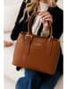 Lia Biassoni Leder-Henkeltasche in Hellbraun - (B)33 x (H)25 x (T)11 cm