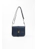 Lia Biassoni Leren schoudertas donkerblauw - (B)24 x (H)18 x (D)8 cm