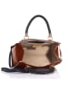 Anna Morellini Leder-Henkeltasche "Viola" in Hellbraun - (B)30 x (H)26 x (T)17 cm