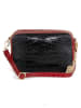 Anna Morellini Leder-Umhängetasche "Donatella" in Schwarz/ Rot - (B)25 x (H)16 x (T)9 cm
