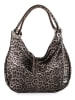 Anna Morellini Leder-Schultertasche "Lucetta" in Grau/ Schwarz - (B)38 x (H)34 x (T)10 cm