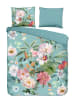 Descanso Satijnen beddengoedset "Fungi" lichtblauw/meerkleurig