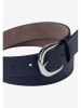More & More Leren riem donkerblauw