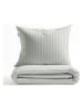 Zo!Home Perkal-Bettwäsche-Set "Righe di Percalle" in Hellgrau/ Weiß