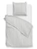 Zo!Home Perkal beddengoedset "Righe" lichtgrijs/wit