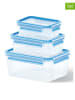 Emsa Pojemniki (3 szt.) "Clip & Close" w kolorze błękitnym na żywność
