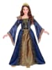 Carnival Party 2tlg. Kostüm "Mittelalter Königin" in Dunkelblau/ Gold