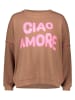 miss goodlife Sweatshirt "Ciao Amore" in Hellbraun