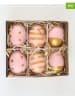 AM Design 6-delige set: deco-eieren lichtroze/goudkleurig - (H)6 x Ø 4 cm