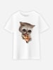 WOOOP Shirt "Cat Loves Pizza" in Weiß