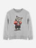 WOOOP Sweatshirt "Boxing Cat" in Grau